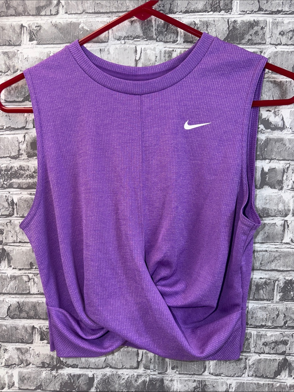 Nike Women’s Purple Ribbed Twist-Front cropped Tank
